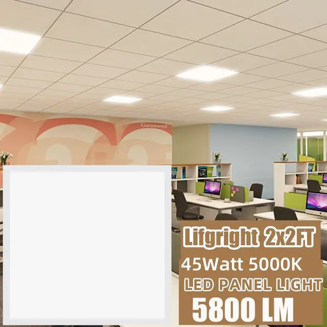 Alt view image 2 of 6 - 6 Pack 2x2 LED Flat Panel Light 45W,5800LM, Edge-Lit 2x2FT LED Panel Drop Ceiling Light Fixtures,5000K Daylight White,0-10V Dimmable Troffer Lights,Works from 110-277V AC