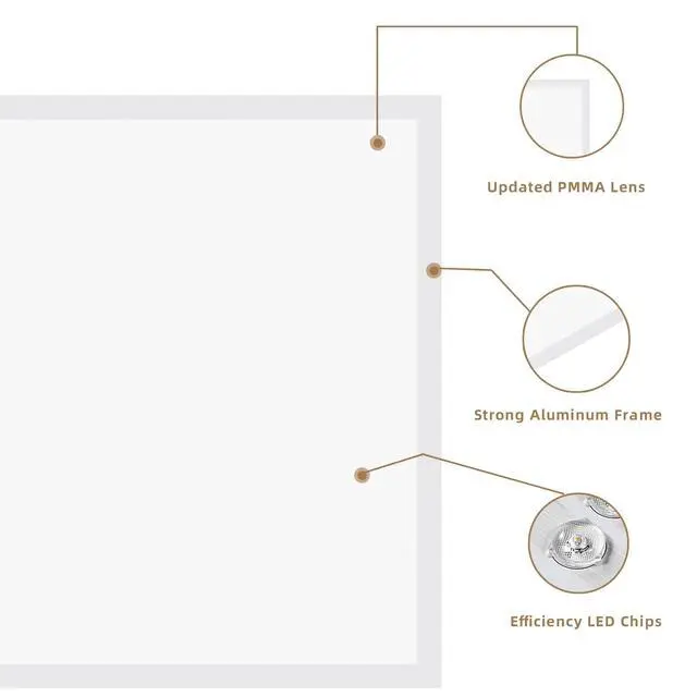 Alt view image 4 of 6 - 6 Pack 2x2 LED Flat Panel Light 45W,5800LM, Edge-Lit 2x2FT LED Panel Drop Ceiling Light Fixtures,5000K Daylight White,0-10V Dimmable Troffer Lights,Works from 110-277V AC