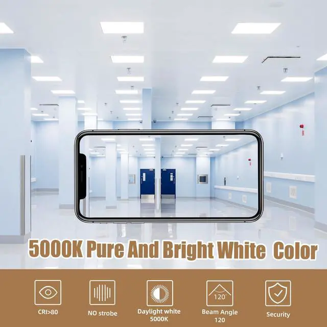 Alt view image 6 of 6 - 6 Pack 2x2 LED Flat Panel Light 45W,5800LM, Edge-Lit 2x2FT LED Panel Drop Ceiling Light Fixtures,5000K Daylight White,0-10V Dimmable Troffer Lights,Works from 110-277V AC