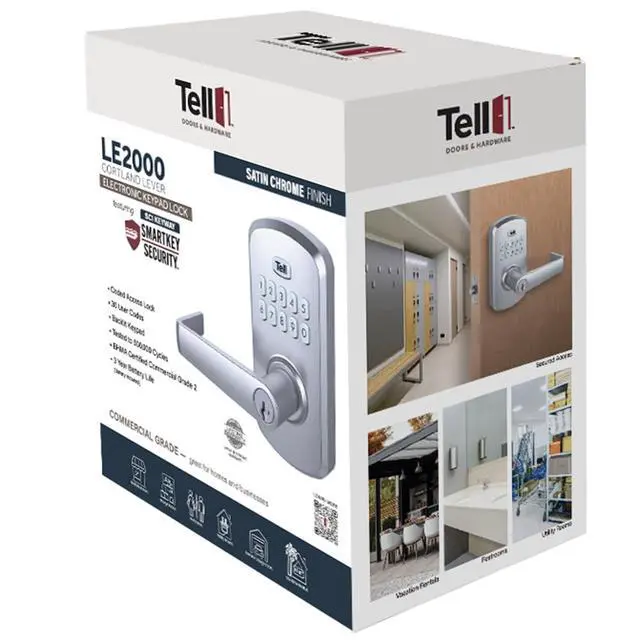 Alt view image 5 of 5 - Commercial Electronic Keypad Lock with Cortland Lever Satin Chrome