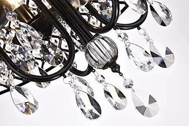 Alt view image 5 of 6 - Marya Drum Crystal Chandelier, 4 Lights Glam Lighting Fixture with Black Finish, Adjustable Ceiling Light with Round Crystal Drum Shade, Dining Room Light for Living Room, Bedroom, Kitchen