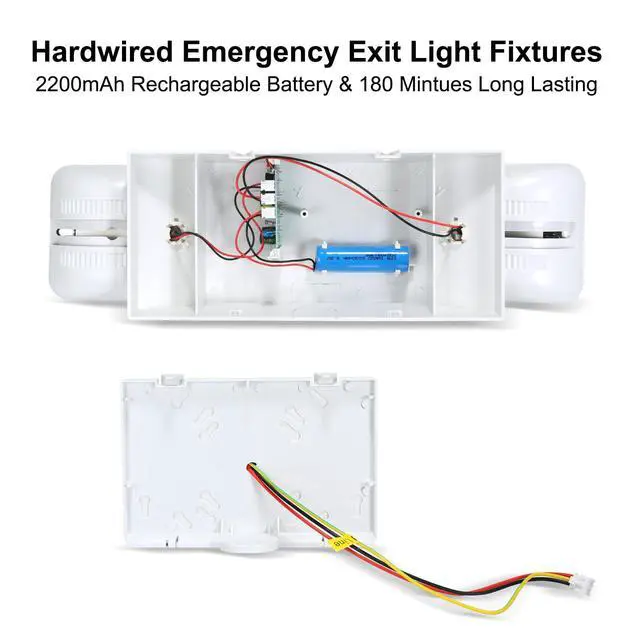 Alt view image 4 of 6 - 6 Pack LED Emergency Lights with Battery Backup, Dual Head Emergency Lighting Fixtures, Business & Power Outage, 120-277V AC, White, 180Mins