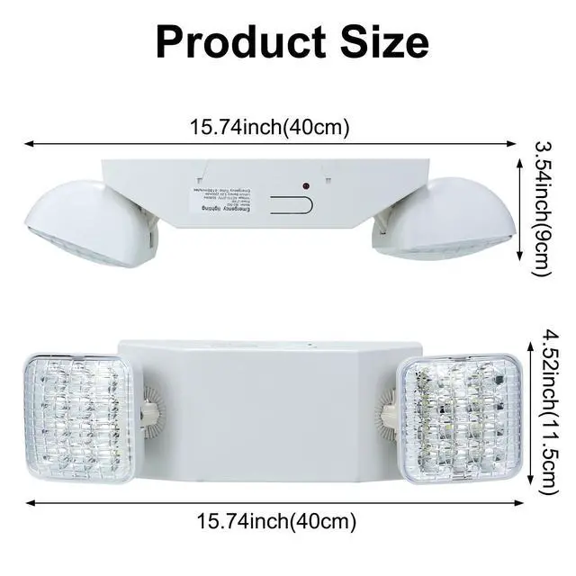 Alt view image 5 of 6 - 6 Pack LED Emergency Lights with Battery Backup, Dual Head Emergency Lighting Fixtures, Business & Power Outage, 120-277V AC, White, 180Mins