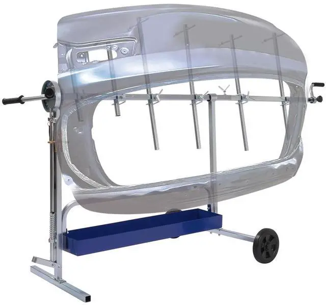 Main image of Rotating Paint Stand Universal W/Tool Tray&360° Rotation Adjustable | Bars, Car Body Paint Panel Stand, Drying Rack Holder, for Automotive Bumpers Fenders Doors Hoods Works, W/2 Wheels