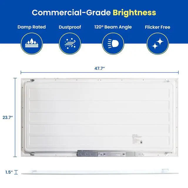 Alt view image 4 of 6 - 2x4 LED Flat Panel Light Drop Ceiling Office Fixture, 6500LM, Selectable Features, 30W/40W/50W/60W/72W, 3000K/3500K/4000K/5000K/6500K, Dimmable (0-10V), Dustproof ETL (6 Pack)