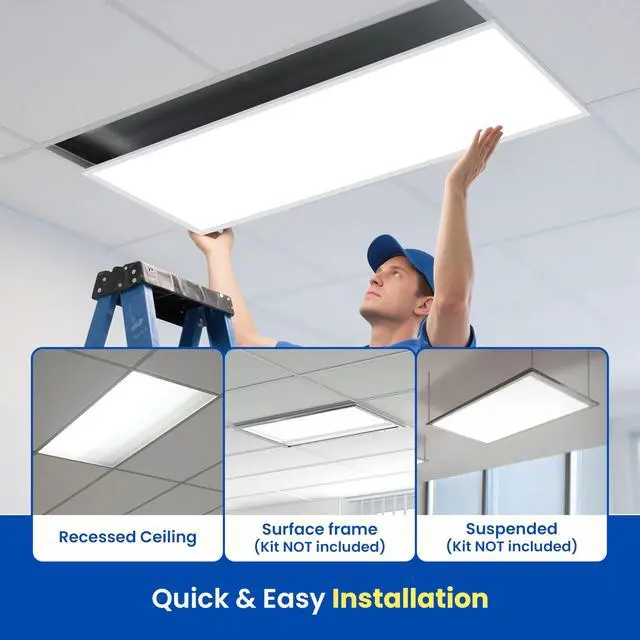 Alt view image 6 of 6 - 2x4 LED Flat Panel Light Drop Ceiling Office Fixture, 6500LM, Selectable Features, 30W/40W/50W/60W/72W, 3000K/3500K/4000K/5000K/6500K, Dimmable (0-10V), Dustproof ETL (6 Pack)