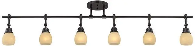 Alt view image 2 of 6 - Elm Park 57 1/2" Wide Bronze 6-Light Fixture Track Light Fixture | 6-Head Ceiling Kit Spot-Light Directional Adjustable Monorail Brown Finish Amber Glass Western Kitchen Bathroom Living Room