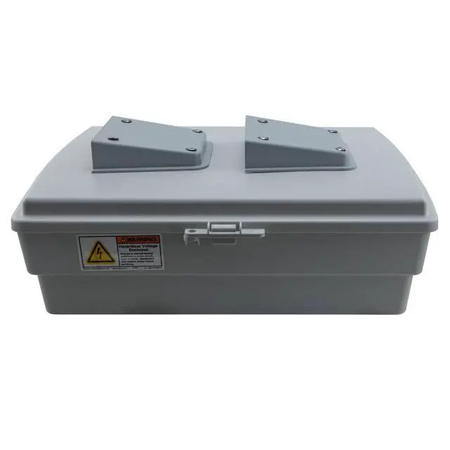Alt view image 4 of 6 - 14x10x04 ABS Plastic Weatherproof Indoor/Outdoor IP24 NEMA 3R Enclosure, Hook & Loop Mounting, Fan & 120 VAC outlets, Gray