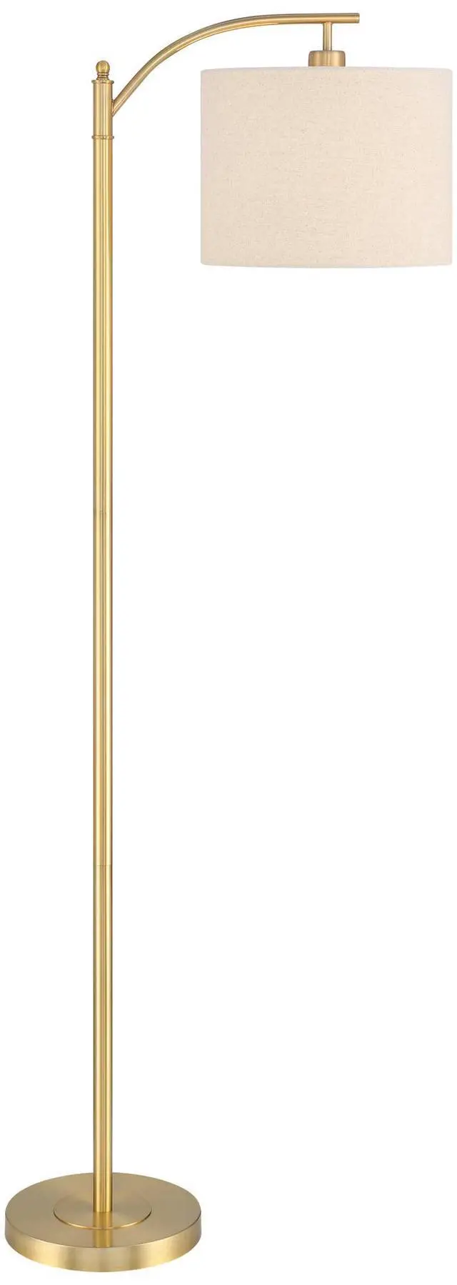 Alt view image 2 of 6 - Rayna 61 1/2" Tall Warm Gold Downbridge Floor Lamp | Modern Standing Metal Off-White Linen Fabric Drum Shade for Living Room Reading Bedroom Bedside Office Family House Home