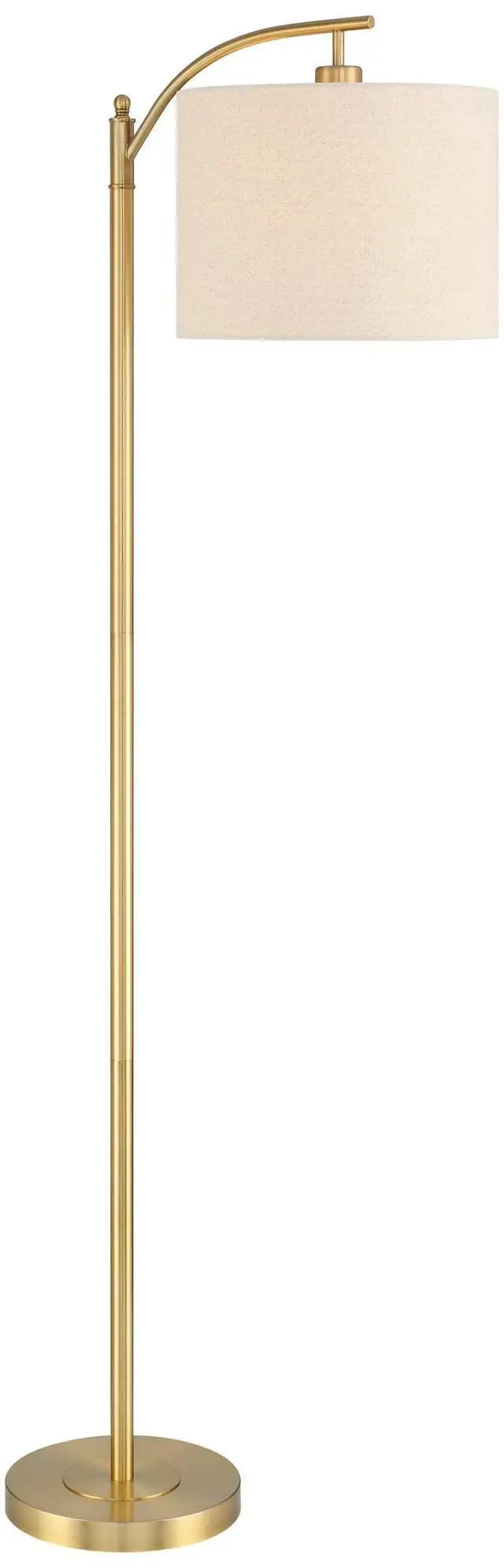 Alt view image 5 of 6 - Rayna 61 1/2" Tall Warm Gold Downbridge Floor Lamp | Modern Standing Metal Off-White Linen Fabric Drum Shade for Living Room Reading Bedroom Bedside Office Family House Home