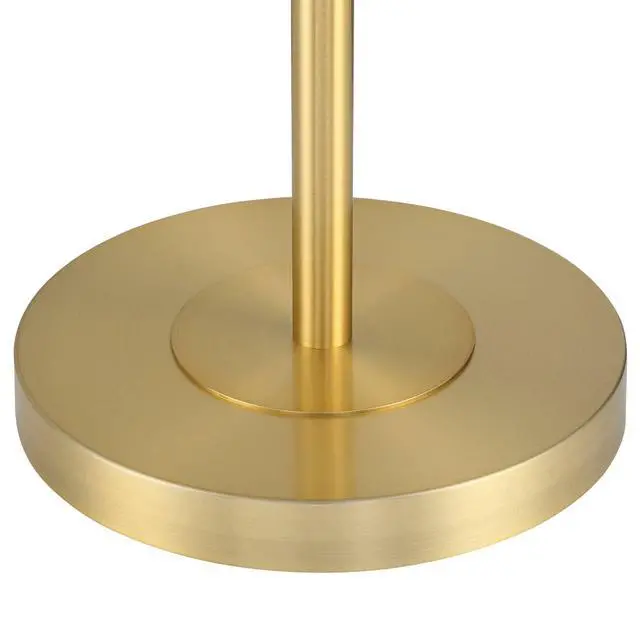 Alt view image 6 of 6 - Rayna 61 1/2" Tall Warm Gold Downbridge Floor Lamp | Modern Standing Metal Off-White Linen Fabric Drum Shade for Living Room Reading Bedroom Bedside Office Family House Home
