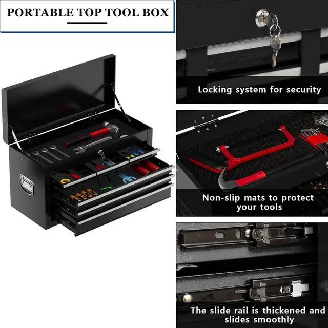 Alt view image 5 of 6 - 8-Drawer High Capacity Rolling Tool Box with Wheels,Rolling Tool Chest with Drawer,Tool Box on 4 Wheels with Lock, Tool Storage Cabinet Removable Portable Box for Garage Warehouse (Black)