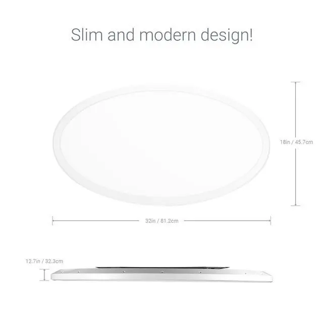Alt view image 2 of 6 - 32" 50W Slim Oval LED Ceiling Light Fixture, Super Bright 3500 lumens LED Light, Adjustable White Light 2700K/4000K, Ceiling Lamp for Kitchen, Bathroom, Bedroom, Living Room, Laundry Room