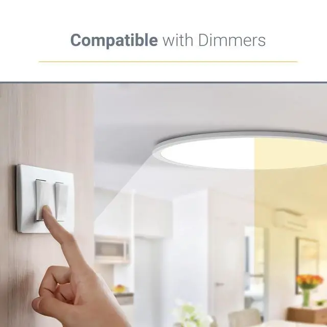 Alt view image 3 of 6 - 32" 50W Slim Oval LED Ceiling Light Fixture, Super Bright 3500 lumens LED Light, Adjustable White Light 2700K/4000K, Ceiling Lamp for Kitchen, Bathroom, Bedroom, Living Room, Laundry Room