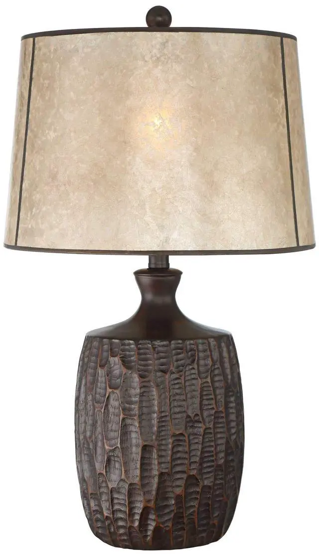 Alt view image 2 of 4 - Lynch 25 1/2" High Table Lamp Country Cottage Rustic Brown Mica Shade | Colors May Vary. Farmhouse Living Room Bedroom Bedside Nightstand House Office Home Reading Family
