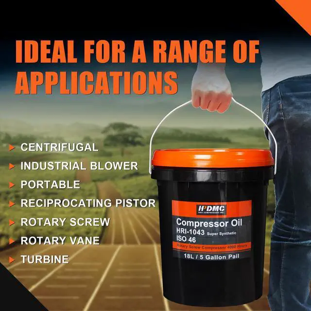 Alt view image 3 of 6 - ISO 46 Grade Synthetic Based Compressor Lubricant Standard 5 Gallon | 4000 Hour Rotary Screw Air Compressor Lubricating Oil Pail Extended Life Oils