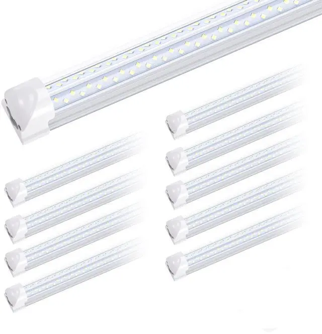 Main image of 120W T8 V Shape Integrated Tube Light,8ft led Shop Light Fixture,4 Row 270 Degree Angle Design, AC85-277V 14400 Lumens 6000K Cold White, Double Side LED Cooler Door Light 10 Pack