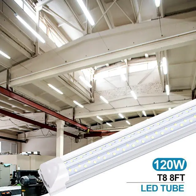 Alt view image 4 of 6 - 120W T8 V Shape Integrated Tube Light,8ft led Shop Light Fixture,4 Row 270 Degree Angle Design, AC85-277V 14400 Lumens 6000K Cold White, Double Side LED Cooler Door Light 10 Pack