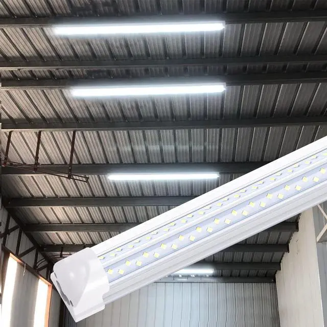 Alt view image 6 of 6 - 120W T8 V Shape Integrated Tube Light,8ft led Shop Light Fixture,4 Row 270 Degree Angle Design, AC85-277V 14400 Lumens 6000K Cold White, Double Side LED Cooler Door Light 10 Pack