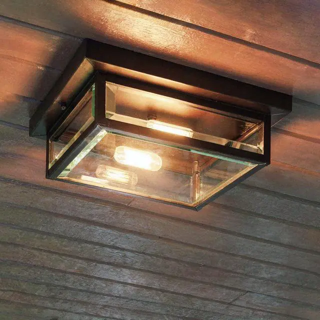 Main image of Luxury Modern Farmhouse Outdoor Ceiling Light, Small Size: 4''H x 12''W, with Casual Style Elements, Estate Bronze Finish, UQL1636, Quincy Collection