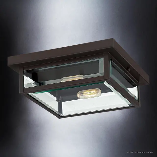 Alt view image 3 of 6 - Luxury Modern Farmhouse Outdoor Ceiling Light, Small Size: 4''H x 12''W, with Casual Style Elements, Estate Bronze Finish, UQL1636, Quincy Collection