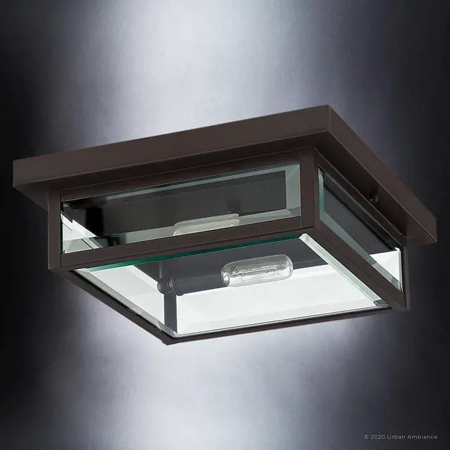 Alt view image 4 of 6 - Luxury Modern Farmhouse Outdoor Ceiling Light, Small Size: 4''H x 12''W, with Casual Style Elements, Estate Bronze Finish, UQL1636, Quincy Collection