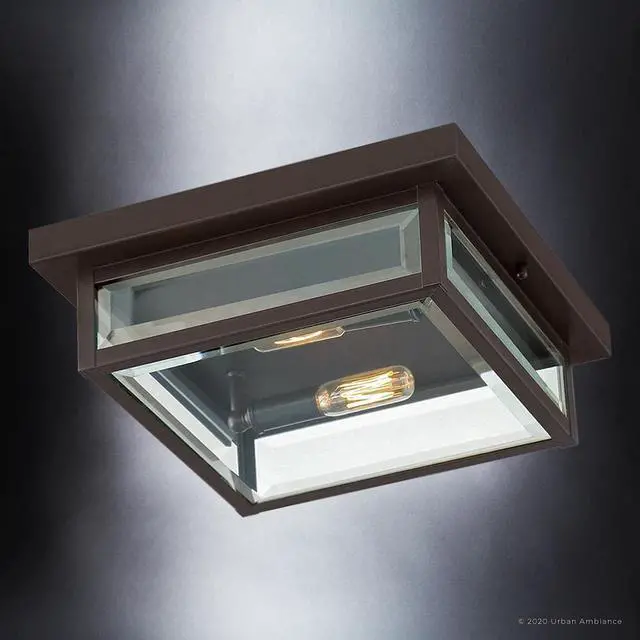 Alt view image 5 of 6 - Luxury Modern Farmhouse Outdoor Ceiling Light, Small Size: 4''H x 12''W, with Casual Style Elements, Estate Bronze Finish, UQL1636, Quincy Collection