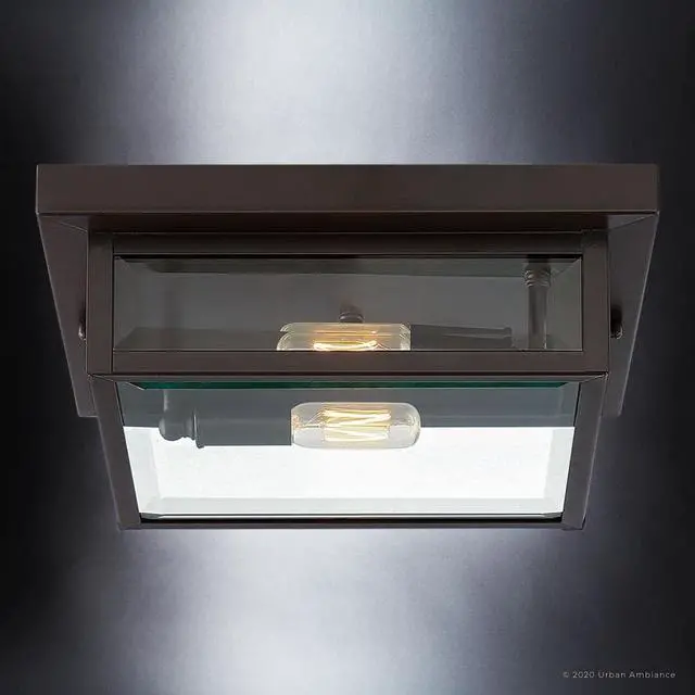 Alt view image 6 of 6 - Luxury Modern Farmhouse Outdoor Ceiling Light, Small Size: 4''H x 12''W, with Casual Style Elements, Estate Bronze Finish, UQL1636, Quincy Collection