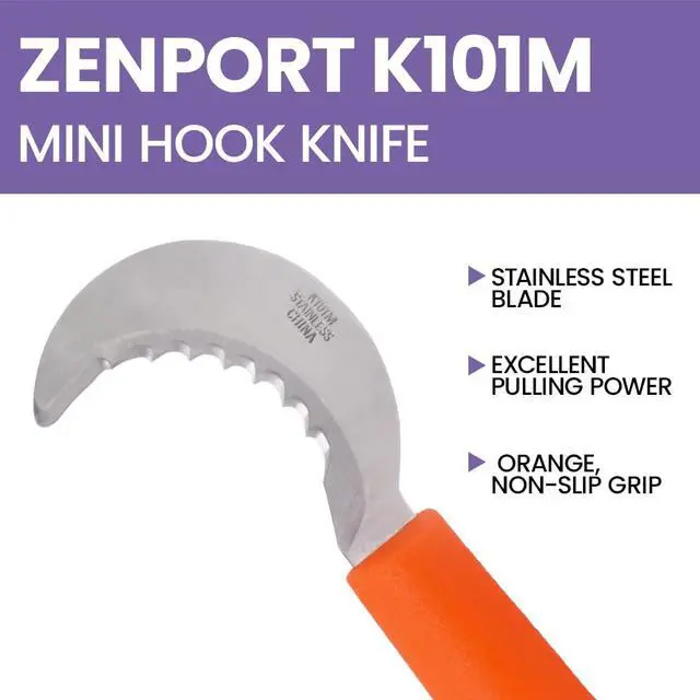Alt view image 4 of 6 - K101M Mini Harvest Utility Hook Knife, Grape and Melon, 2.5 Inch Stainless Steel Blade, Orange - 12 Pack