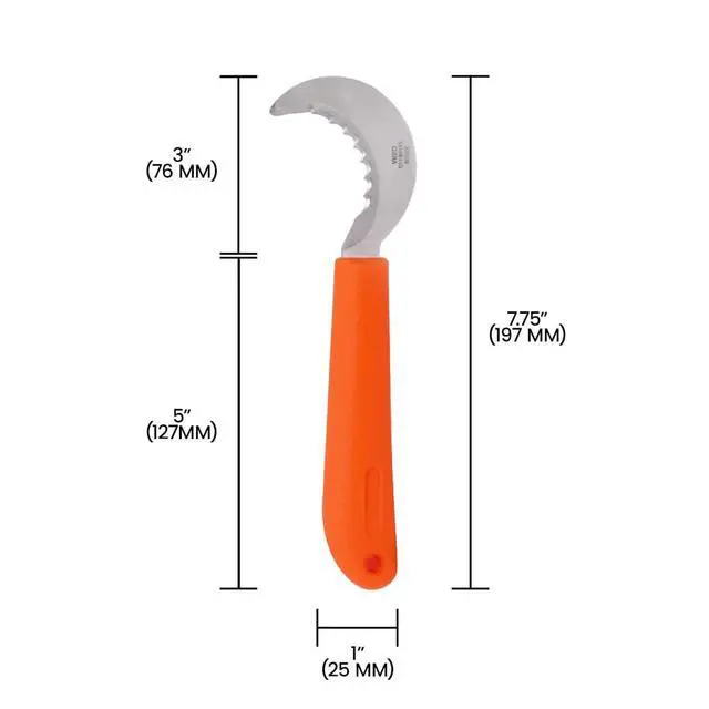 Alt view image 5 of 6 - K101M Mini Harvest Utility Hook Knife, Grape and Melon, 2.5 Inch Stainless Steel Blade, Orange - 12 Pack