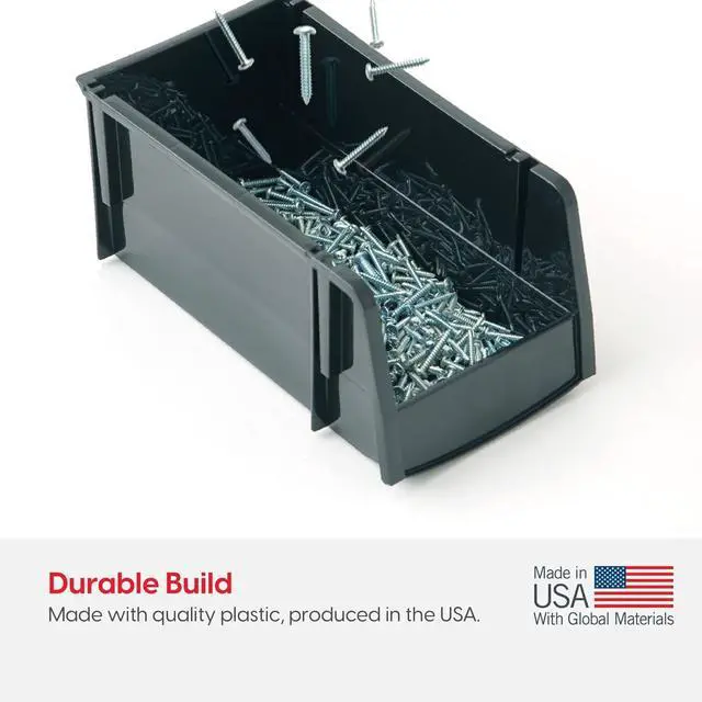 Alt view image 4 of 6 - 12 Pack Stackable Storage Bins Open Front Plastic Organizer Caddy Basket, Hardware Crafts, Small Parts, Nuts/Bolts, Garage Tools, Jumbo