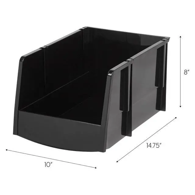 Alt view image 6 of 6 - 12 Pack Stackable Storage Bins Open Front Plastic Organizer Caddy Basket, Hardware Crafts, Small Parts, Nuts/Bolts, Garage Tools, Jumbo