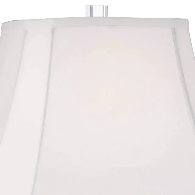 Alt view image 3 of 6 - Mitzie 25 1/2" High Table Lamp Set of 2 Silver Cut Crystal Column | Geneva Traditional Metal Living Room Bedroom House Bedside Nightstand Home Office White Square Shade
