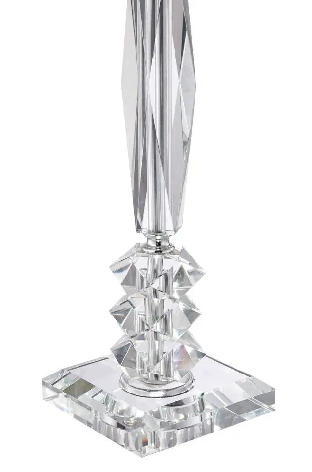 Alt view image 5 of 6 - Mitzie 25 1/2" High Table Lamp Set of 2 Silver Cut Crystal Column | Geneva Traditional Metal Living Room Bedroom House Bedside Nightstand Home Office White Square Shade