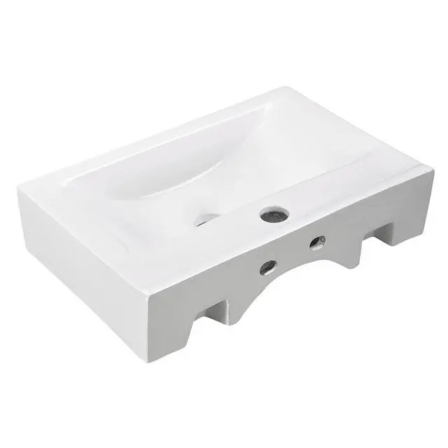 Alt view image 6 of 6 - Porcelain Bathroom Vessel Sink 18"x12" with ORB Single Handle | Faucet Pop-up Drain Set Rectangle Above Counter Top Vanity Basin Arts & Crafts