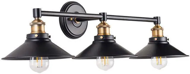 Main image of Andante 3 Light Bathroom Vanity Light Industrial Gold and Matte Black Bathroom Light Fixtures Above Mirror Bathroom Light Farmhouse Vanity Lights for Bathroom Lighting, Bulb Included