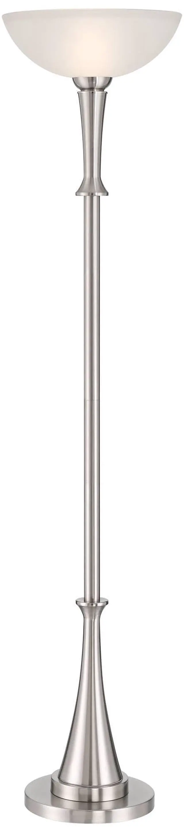 Alt view image 2 of 6 - Verdugo 70" Tall Brushed Nickel Torchiere Floor Lamp with Dimmer | Modern Art Deco Standing Large Foot Switch Silver Metal Finish Living Room Bedroom House Reading Office Home Decor