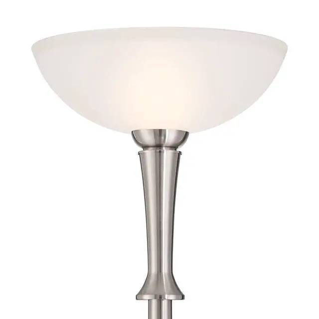 Alt view image 3 of 6 - Verdugo 70" Tall Brushed Nickel Torchiere Floor Lamp with Dimmer | Modern Art Deco Standing Large Foot Switch Silver Metal Finish Living Room Bedroom House Reading Office Home Decor