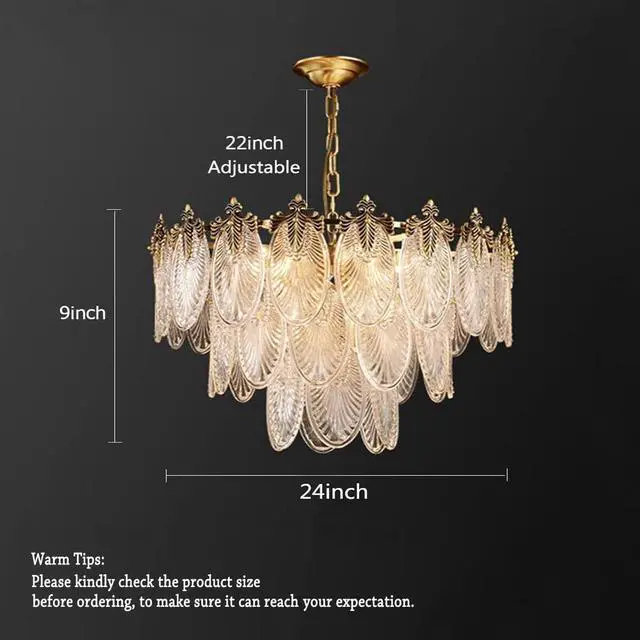 Alt view image 4 of 6 - FanErsai Modern Crystal Chandelier Golden Vintage Pendant Lighting with Leaf Crystal Drum 8-Light French Raindrop Ceiling Light Fixture Perfect for Living Room Dining Room Bedroom Entryway Foyer