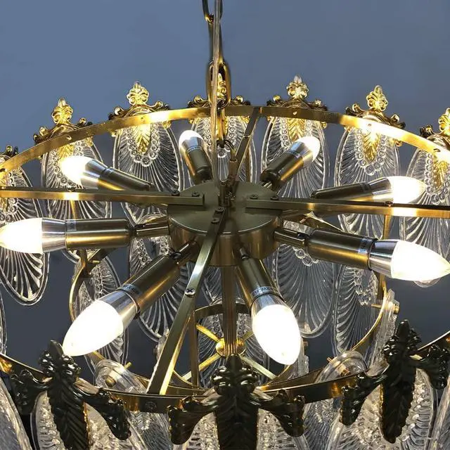 Alt view image 5 of 6 - FanErsai Modern Crystal Chandelier Golden Vintage Pendant Lighting with Leaf Crystal Drum 8-Light French Raindrop Ceiling Light Fixture Perfect for Living Room Dining Room Bedroom Entryway Foyer