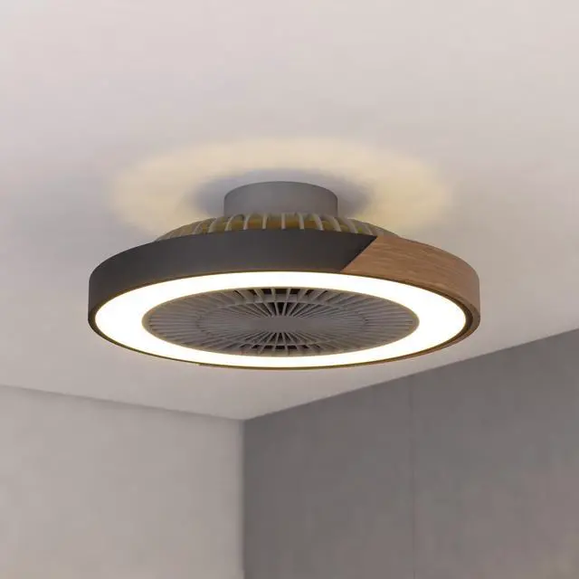 Alt view image 2 of 6 - Everette 20 in. Matte Black Indoor Low Profile Flush Mount Contemporary Ceiling Fan with Clear Blades, Dimmable Integrated LED Light Kit and Remote Control, 6 Speed, Energy Efficient DC Motor