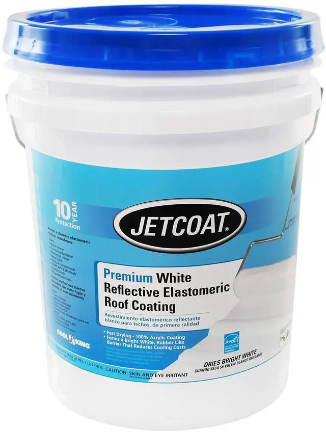 Main image of Cool King Reflective Acrylic Roof Coating, Waterproof Elastomeric Sealant, 5 Gallon, 10 Year Protection (White)