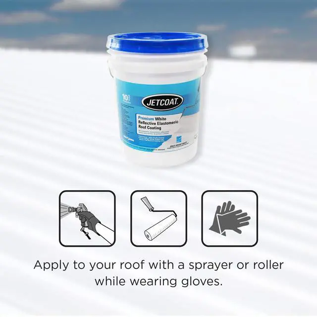 Alt view image 2 of 5 - Cool King Reflective Acrylic Roof Coating, Waterproof Elastomeric Sealant, 5 Gallon, 10 Year Protection (White)