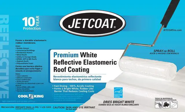 Alt view image 4 of 5 - Cool King Reflective Acrylic Roof Coating, Waterproof Elastomeric Sealant, 5 Gallon, 10 Year Protection (White)