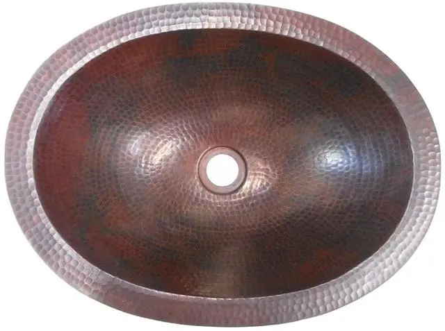 Main image of Simply Copper 16" Rustic Oval Copper Bathroom Sink Dual Mount Installation | Undermount or Drop In