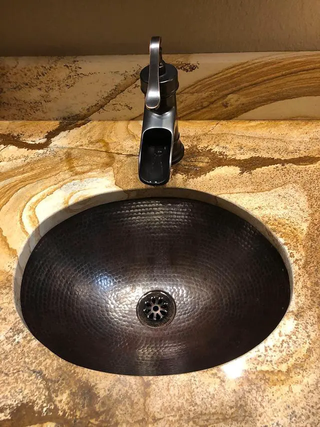 Alt view image 4 of 4 - Simply Copper 16" Rustic Oval Copper Bathroom Sink Dual Mount Installation | Undermount or Drop In