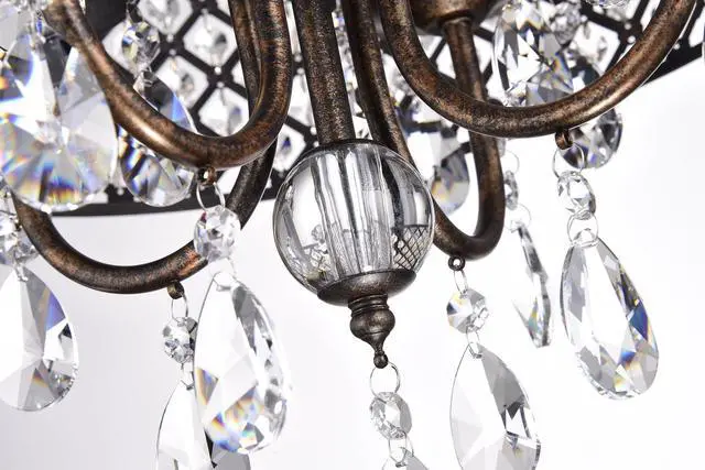 Alt view image 6 of 6 - Marya Drum Crystal Chandelier, 4 Lights Glam Lighting Fixture, Antique Copper Finish, Adjustable Ceiling Light with Round Crystal Drum Shade for Living Room, Bedroom, Kitchen