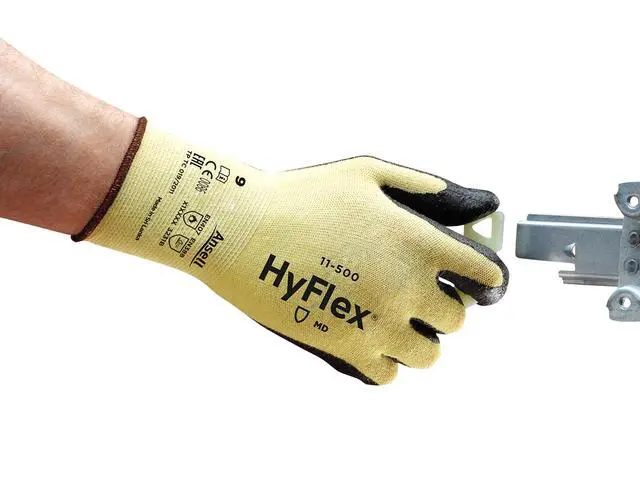 Alt view image 3 of 6 - HyFlex 11-500 Kevlar Glove, Cut Resistant, Black Foam Nitrile Coating, Knit Wrist Cuff, X-Large, Size 10 (Pack of 12)