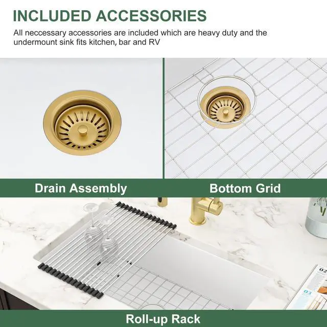 Alt view image 6 of 6 - White Undermount Kitchen Sink 32 Inch - Glossy White Fireclay Drop In Kitchen Sink Dual Mount Heavy Duty Single Bowl Undermount Sinks Basin with Luxury Accessories 32"x19"x10"