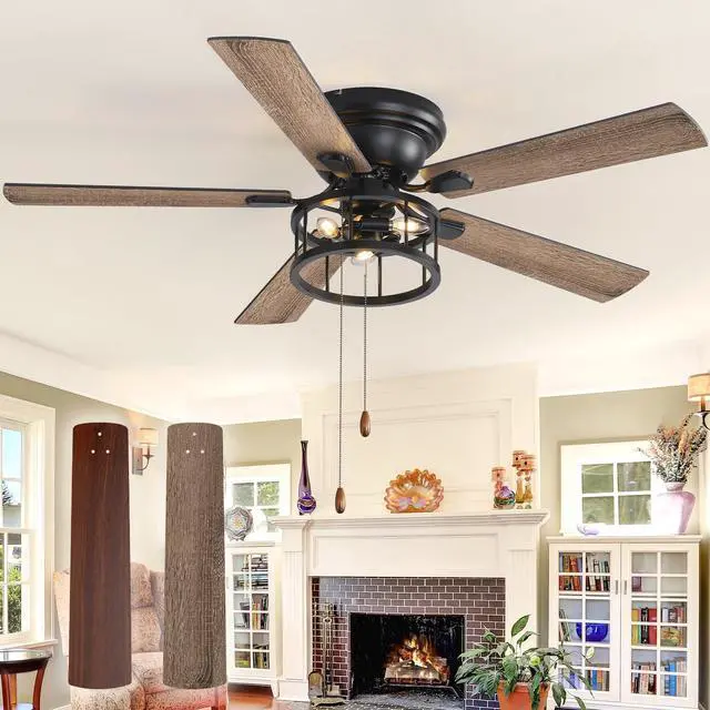 Main image of 72 Inch Farmhouse Chandelier Ceiling Fan, Large Ceiling Fans with Lights, for Bedroom Rustic Lighting Ceiling Fans Outdoor Indoor, 6 Speed Reversible Quiet DC Motor (Pull Cord Fan Style, 52 inch)